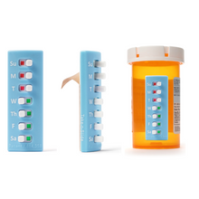 Load image into Gallery viewer, Take-n-Slide Medication Tracker and Reminder ~ One White / One Blue ~ 2 Count Package ~ Each Is Reusable
