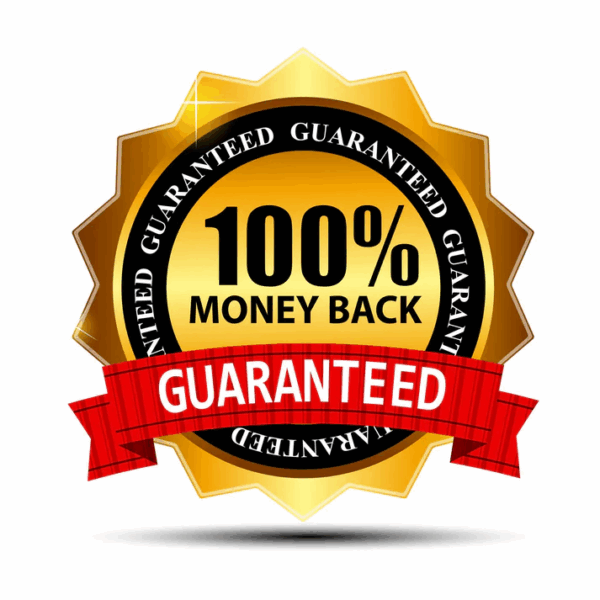 This image displays a 100% money back guarantee